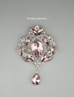 Pink Sparkling Brooch with Rhinestone Crystal for Women Dress Coat Jewelry — photo 1