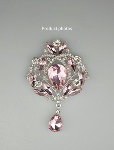 Pink Sparkling Brooch with Rhinestone Crystal for Women Dress Coat Jewelry