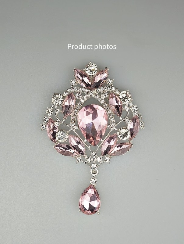 Pink Sparkling Brooch with Rhinestone Crystal for Women Dress Coat Jewelry