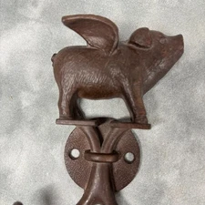"When Pigs Fly"  Solid Brass/Bronze Wall Hook Featuring A Flying Pig Design