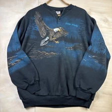 Vintage 90s Sitka Alaska Art Unlimited Eagle All Over Print Sweatshirt Sz XL