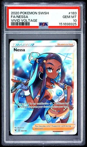 2020 Pokemon SWSH Vivid Voltage Nessa Full Art Trainer #183 PSA 10 - GEM MINT!