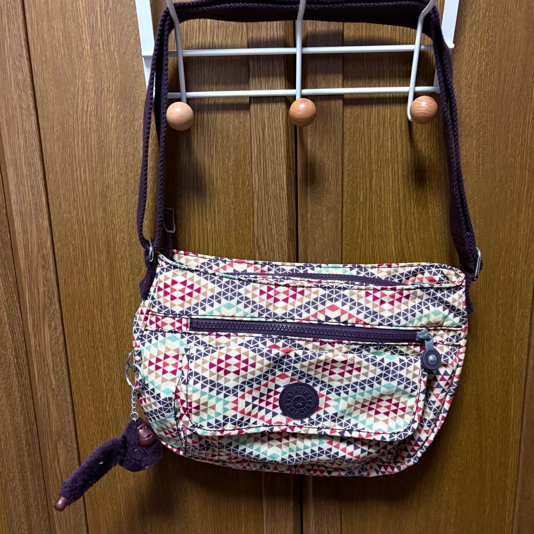 Kipling Shoulder Bag Triangle Pattern Red Pink Br… - image 2
