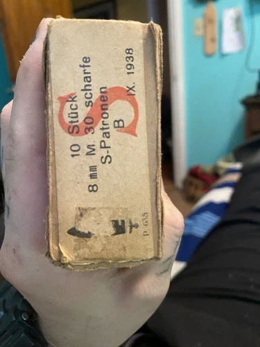 Vintage 1938 WW2 Military 8mm M.30 Scharfe S-Patronen,   Ammo Box, (EMPTY)