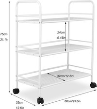 Heavy Duty Metal 3 Tier Side Trolley Cart Shelf Rack Beauty Salon BBQ Hotpot 