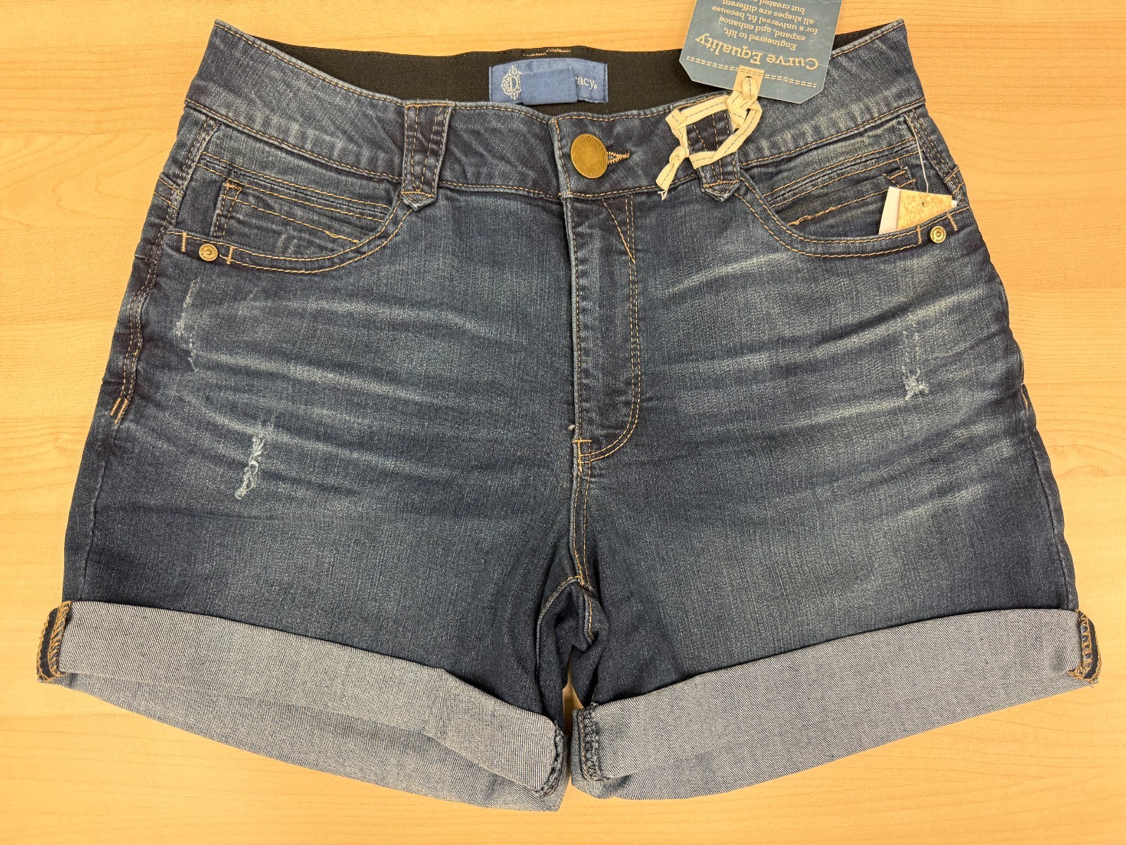 Size 10  Democracy Ab solution Women's Denim Shorts Blue Cuf
