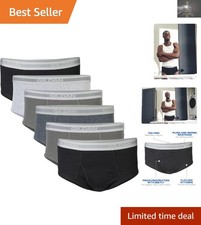 6-Pack Men's Cotton Briefs - Cooling Moisture-Wicking  Contoured Fit, XX-Large