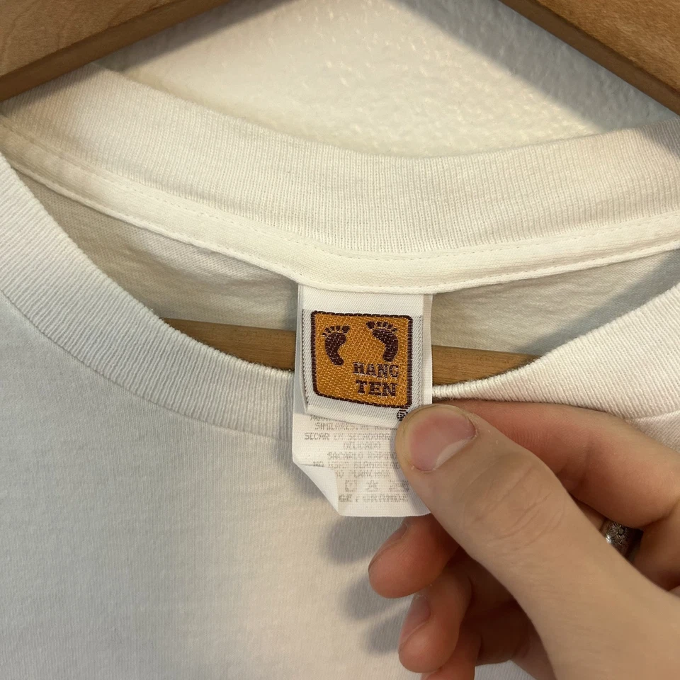 Vintage Hang Ten Surf T-Shirt Mens Size XL Spellout Logo Double Sided 90s - Image 2 of 4