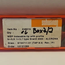 SCHWANOG 246015  WEP Tip Inserts w/Profile B=5,0/T=3,7 U2121062 6 NEW LOT795