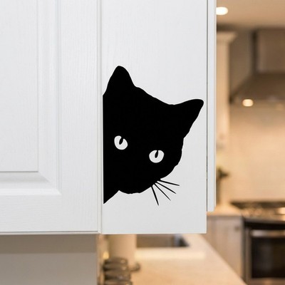 Schwarze Katze Gesicht Aufkleber Sticker 2er Pack Matt Vinyl Auto Fenster Wandkunst