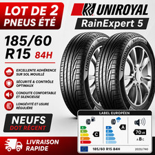 🛞 Lot de 2 pneus été 185/60 R15 84H UNIROYAL RainExpert 5 – NEUFS