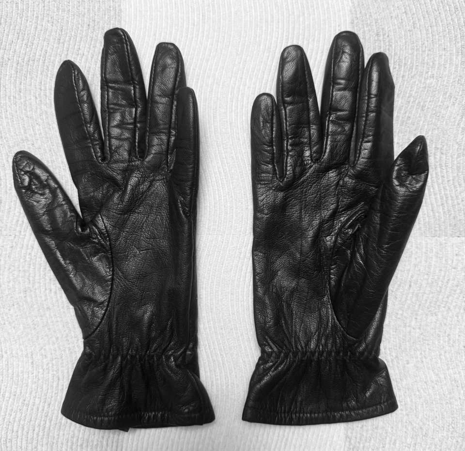Guantes de cuero marrón oscuro vintage Aris 115 forrados de poliéster talla 7 para muñeca Foto 2 de 4