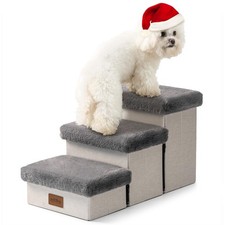 Dog Stair for Small Dogs with Storage, Foldable Pet Step with Soft Cover, Old...
