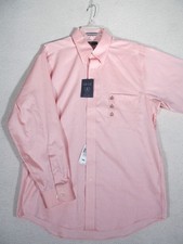 IZOD EASY CARE LIGHT Persimmon Pink BUTTON UP MENS SIZE 16 SHIRT 32/33 LG NWT