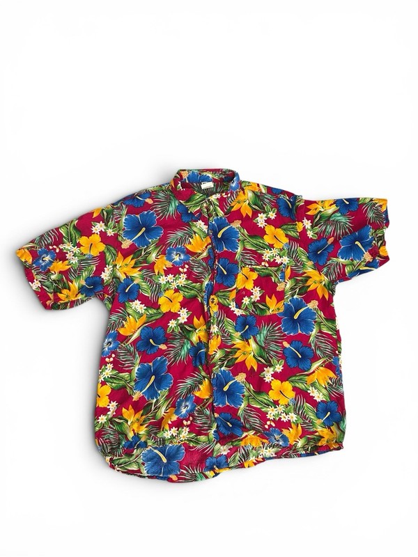 VINTAGE Dream Island Men's XXL Short Sleeve Hawaiian Floral Rayon Shirt