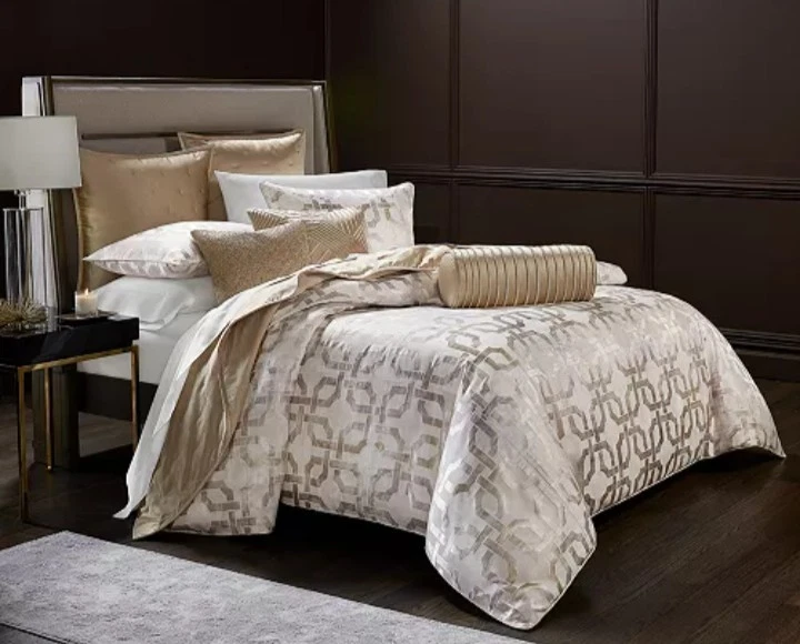 Hotel Collection "Fresco Jacquard" KING Comforter, Gold, New! - Image 3 of 4