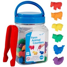 edxeducation - 13204 Farm Animal Counters - Mini Jar Set of 36 - Learn...