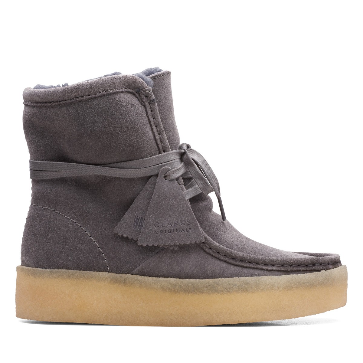 Clarks Wallabee Cup Hi 26168656 Womens Gray Suede Lace Up Casual