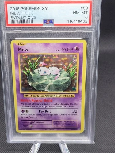 Pokémon Mew PSA 8 53/108 Evolutions Holo Rare English