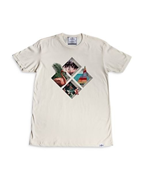 Kid Dangerous Men's Beach Grid Heathered Graphic Tee in Antique White-Size Small