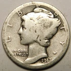 1917 D Mercury Dime 90% Silver G-VG  "Actual Coin Pictured - Not Cleaned"