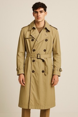 Vtg Georgio Armani Le Collezioni Classic Khaki Trench Coat Men 42 Italy