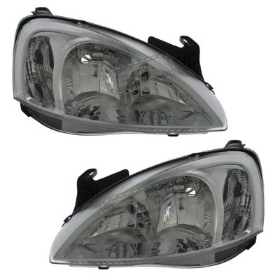 Vauxhall Corsa C 2003-2007 Headlights Headlamps Chrome 1 Pair Drivers Passenger