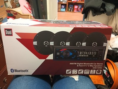 Dual Electronics XDM17SPK4 Car Audio Bundle Digital Media Receiver Four 6.5  Spk