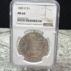 1885 O Morgan Silver Dollar graded MS64 by NGC
