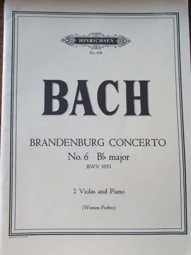 BACH BRANDENBURG CONCERTO No. 6 Bb major - 2 VIOLAS (pull-outs) & PIANO - GC - Picture 1 of 2