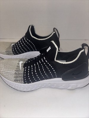 Nike Phantom React Flyknit Shoes Womens Size  8 Black White Slip On Running