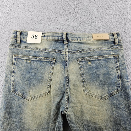 mnml Jeans Mens 38 Blue X146 Stretch Denim Distressed Faded Wash Slim Fit Skinny - Picture 14 of 18