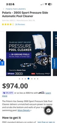 Polaris Vac-Sweep P3900 Sport Pressure Pool Cleaner for In-Ground Pools