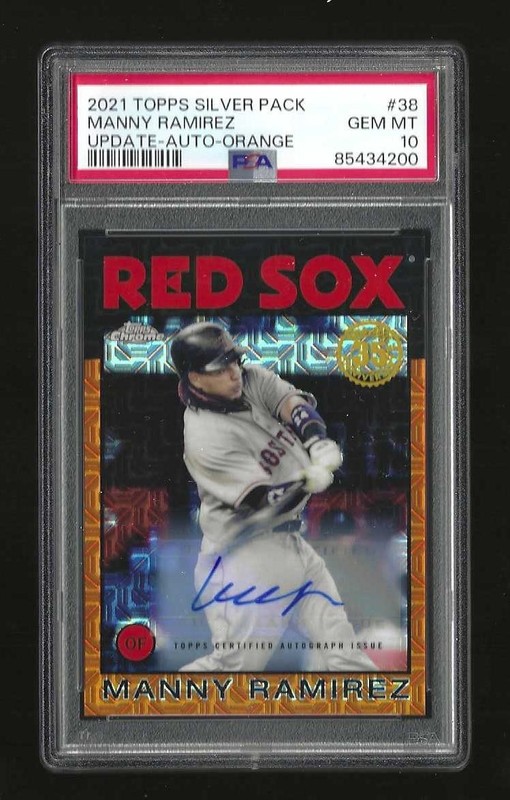 2021 Topps Chrome Silver Manny Ramirez Red Sox Orange Refractor Auto /25 PSA 10
