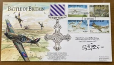 WW2 Battle of Britain pilot Sqn Ldr P Patten 64 sqn signed RAF cover with DFC