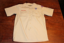 Boy Scouts of America BSA Men's Shirt Tan Medium Sewn Patches