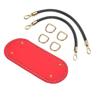 8.7x4'' PU Oval Bag, 11.8 Handles, Buckles, Red for [Car Model]