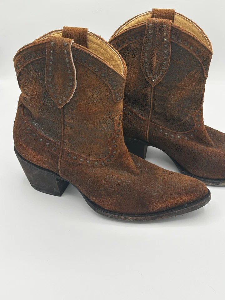 Botas Idyllwind para mujer 8,5 B marrón gamuza tachonadas botines al tobillo vaquera occidental Foto 3 de 4