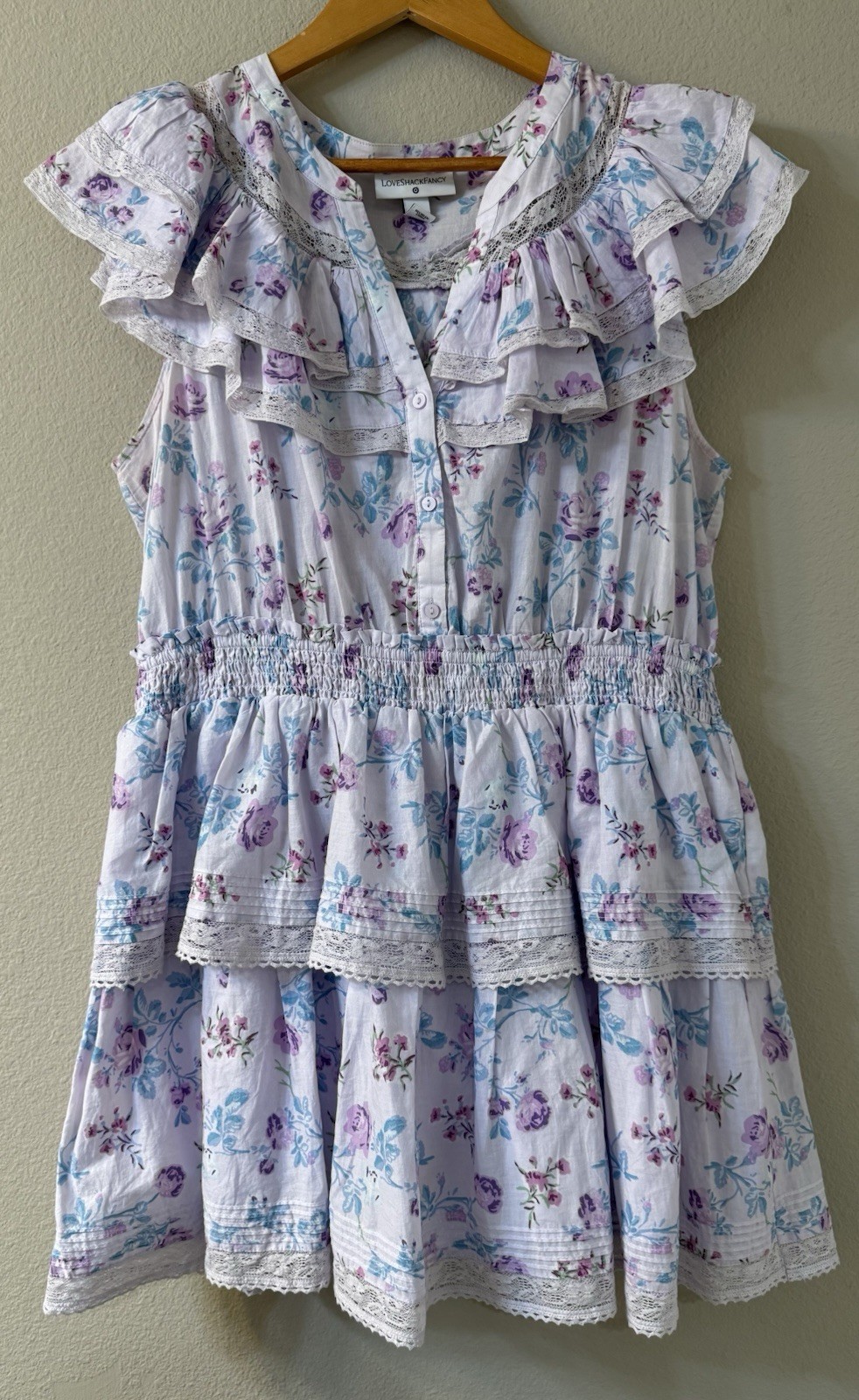 Love Shack Fancy + Target Women’s XL Tiered Dress Lace Trim Floral Cottagecore