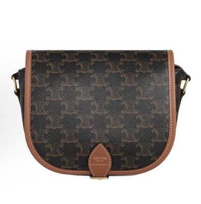 Celine Saddle Folco brown Triomphe small women's shoulder crossbody bag