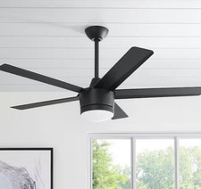 Home Decorators Merwry 52 in. Matte Black Ceiling Fan w/ LED  Remote Control