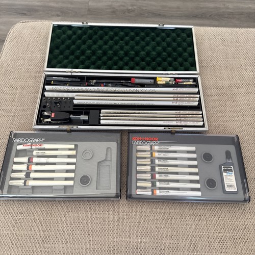 Vintage K&E LEROY Lettering Set Keuffel & Esser Drafting Tool Kit & Pens Set