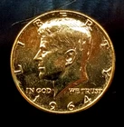 1964 Kennedy Half Dollar Coin 90% Silver - Gold Plated