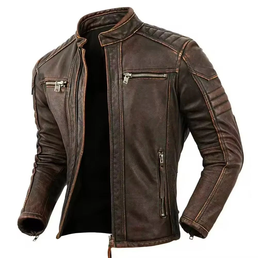 Winter Genuine Sheepskin Leather Fleece Thick Warm Jacket Outdoor Windbreaker