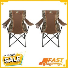  2 Pack Mossy Oak Soft Arm Camo Quad Camp Chair With Cupholder Camp Adult