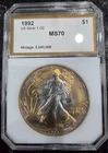 1992 silver eagle toned PCI