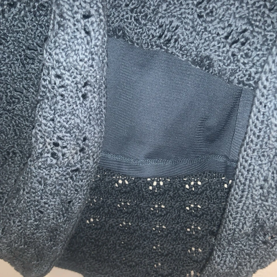 Jones New York Womens Crochet Dress Med Slate Blue Macrame Artsy Boho Career - Image 4 of 4