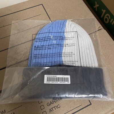 Women’s Supreme Split Ribbed Beanie in White, Light Blue & Navy Supreme Overdyed Split Beanie Hat White Blue Navy (SS20) NWT  main image 2