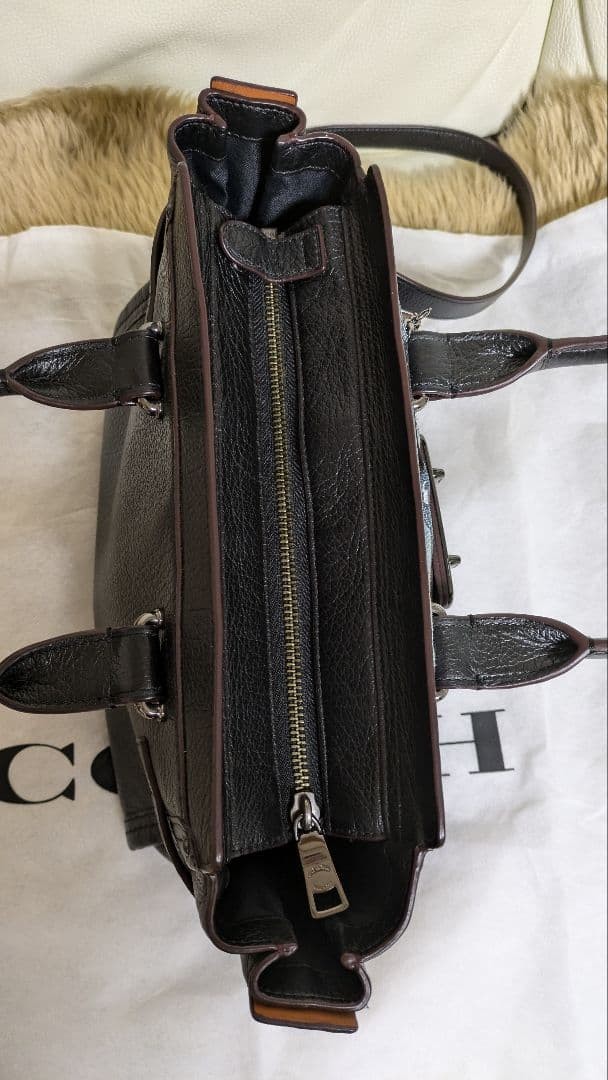 COACH Black Leather Denim Patchwork Shoulder Bag … - image 17