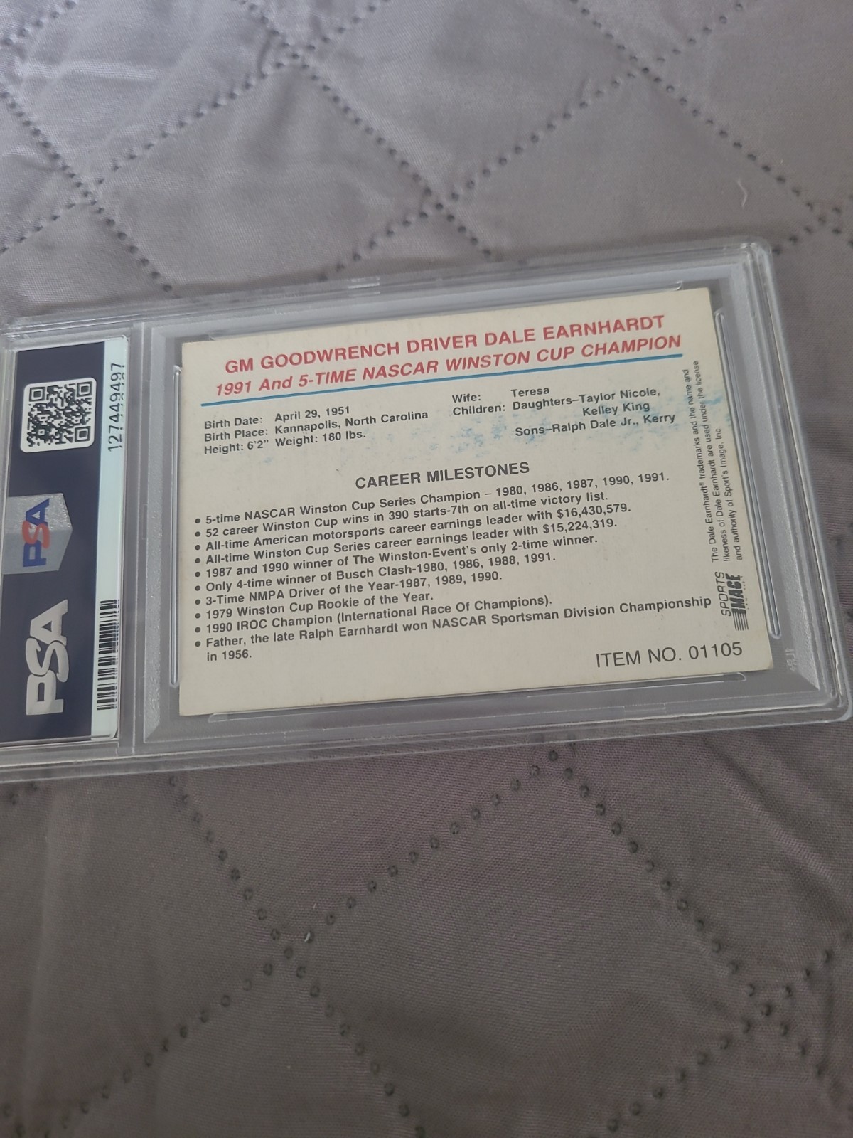 1992 Racing Champions Dale Earnhardt PSA 2 Graded Card view 9